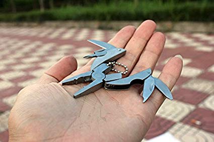 Multi Function Mini Pocket Plier Knife Screwdriver Keychain Stainless Steel Folding Tools Pliers With Nylon Case Bag