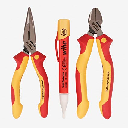 Wiha 32982 3 Piece Insulated Pliers/Cutters/Voltage Detector Set