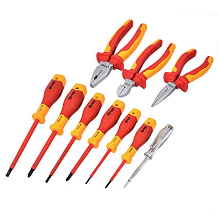 uxcell BOOHER Authorized 1000V VDE Insulated Electrician's Screwdriver Pliers Tool Set 10pcs