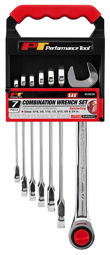 Performance Tool W30630 SAE Ratcheting Wrench Set, 7-Piece