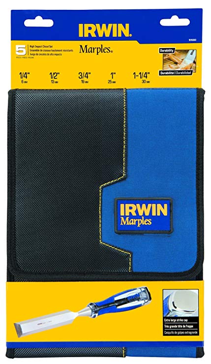 IRWIN Tools Marples High-Impact Chisel Set, 5-Piece with Wallet (1819363)